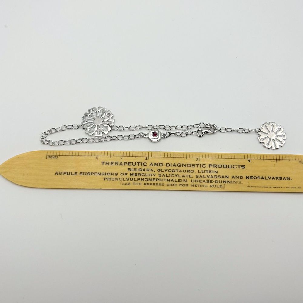 Elle Ruby Signed Sterling Silver Chain Bracelet W… - image 3